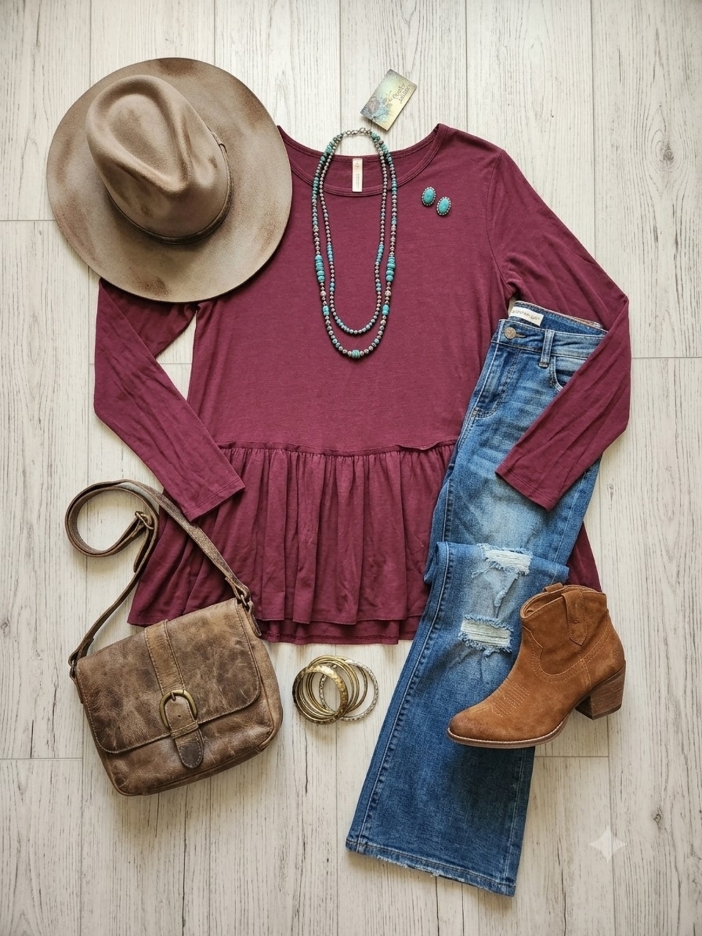 Wishlist Mauve Long Sleeve Peplum Top Size Large - Picture 8 of 9